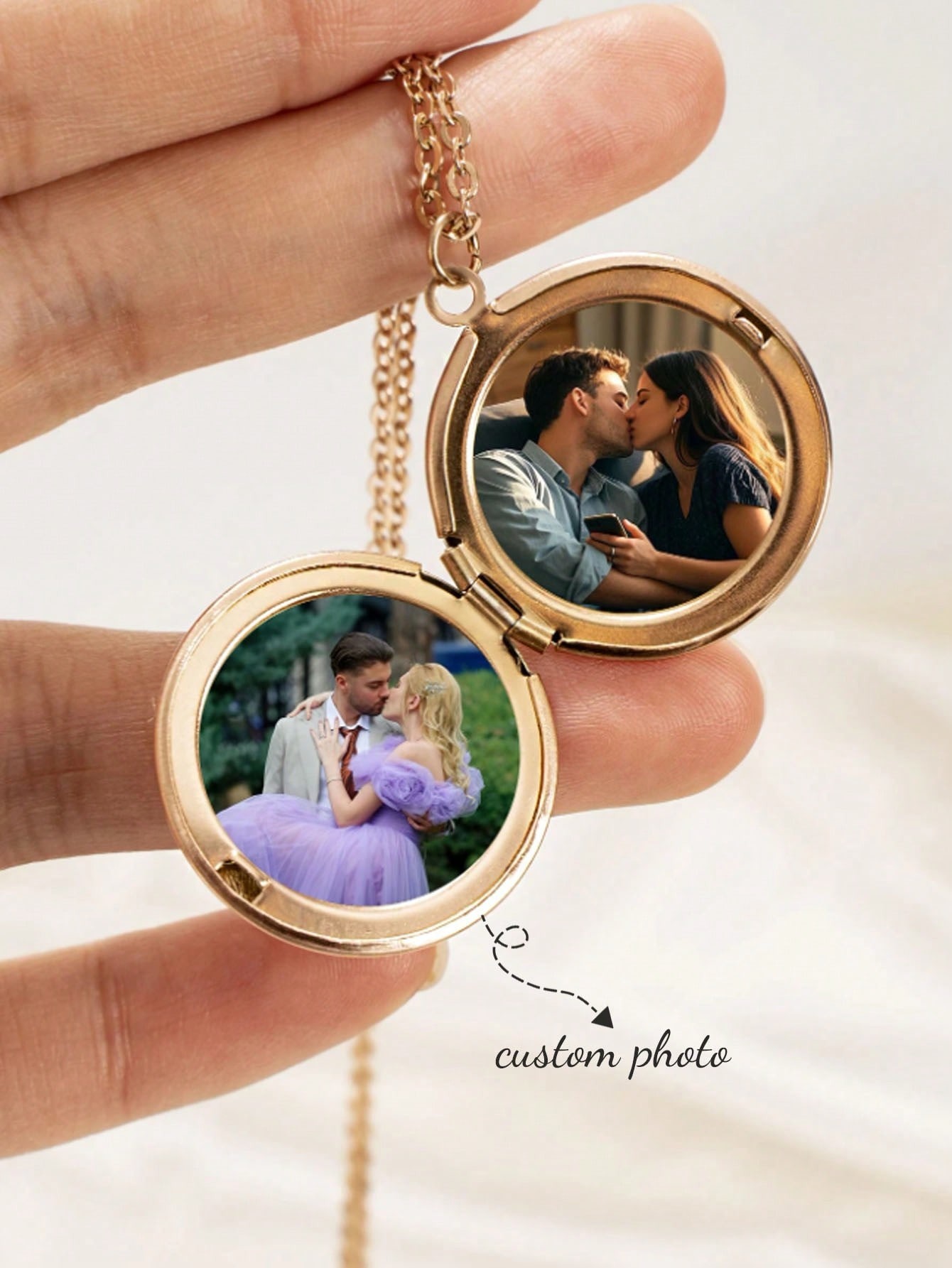 Custom Round Photo Locket Necklace